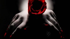Black roses hands black background artwork