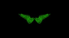 Black simple Green wings glow angels minimalistic