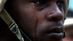 Black soldier tears