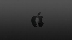 Black Steve Jobs logos grey background