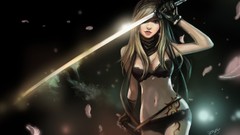 Black Swords anime girls lingerie digital art fantasy art girls 