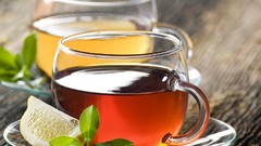 Black tea transparent drinks lemons