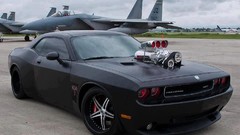 Black tuning Dodge Challenger SRT8 turbo charger big block