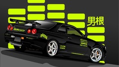 Black vector cars Nissan rear skyline jdm Nissan Skyline r34
