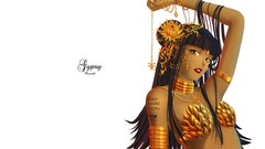 Black wall gold woman lips skin anime girls gypsy brunettes 