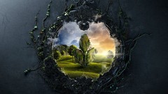 Black wall hole Earth Desktopography