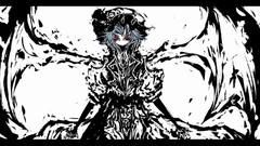 Black white abstract wings dress hats Vampires red eyes short 