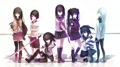 Black white blade Anime red eyes long hair anime girls boots 