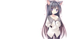 Black white blush long hair anime girls pantyhose mahou shoujo 