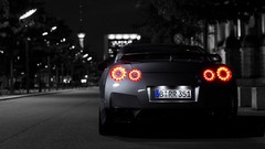 Black white cars Nissan GT-R streets nismo