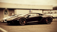 Black white cars vehicles Lamborghini-Aventador