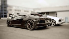 Black white cars vehicles Lamborghini-Aventador