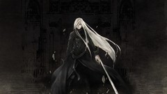 Black white hair Swords long hair katekyo hitman reborn Superbi 