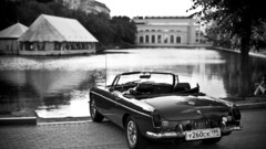 Black white old cars