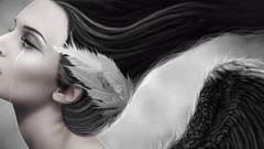 Black white sadness tears angels