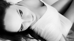 Black white woman cleavage