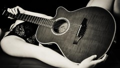 Black white woman guitars