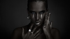 Black woman blue eyes models dark skin Simple Background