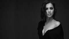 Black woman brunettes Simple Background grayscale