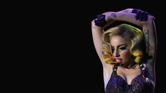 Black woman concert latex lady gaga blondes arms raised