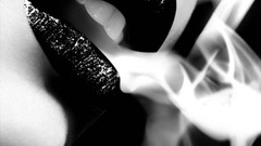 Black woman lips monochrome smoking brunettes