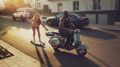 Black woman street scooter sunglasses fun models motorbikes 