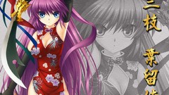 Blade Anime anime girls blue eyes purple hair Chinese clothes 