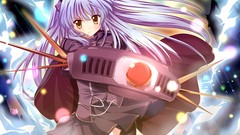 Blade Anime blue hair long hair anime girls yellow eyes animal 