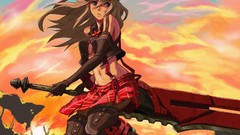 Blade Anime brown long hair anime girls blue eyes God Eater 