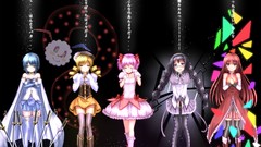 Blade Anime glasses spoiler red eyes gloves blue hair pink hair 