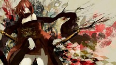 Blade Anime kimono scarfs gray eyes anime girls short hair 