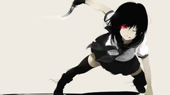 Blade Anime red eyes anime girls school uniforms seifuku black 