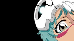 bleach black green hair skull tears sad scars black background