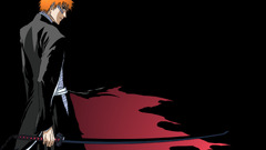 bleach kurosaki ichigo anime boys redhead black background Anime