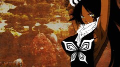 Bleach shihouin yoruichi yellow eyes dark skin arms raised 