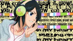 bleach Typography kuchiki rukia headphones anime girls