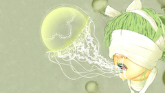 Blindfolds surreal green hair