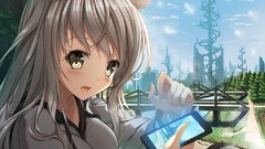 Blondes anime girls animal ears smartphones