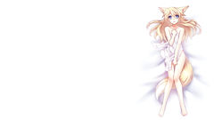 Blondes anime girls animal ears tails Simple Background fox 