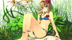 Blondes anime girls blue eyes bare shoulders touhou alice 