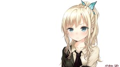 Blondes anime girls blue eyes school uniforms boku wa tomodachi 