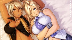 Blondes anime girls blue eyes short hair boobs lesbians
