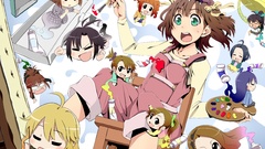 Blondes anime girls green eyes brunettes idolmaster