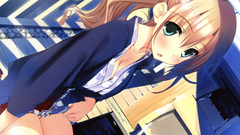 Blondes anime girls green eyes cleavage boobs