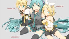Blondes anime girls green eyes short hair hatsune miku vocaloid 