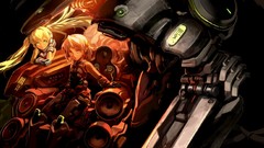 Blondes anime girls green eyes short hair twintails original 