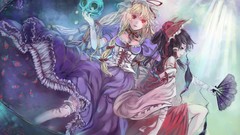 Blondes anime girls hakurei reimu touhou yakumo yukari miko 