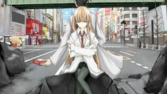 Blondes anime girls makise kurisu purple hair steins gate okabe 