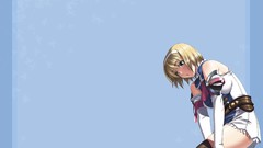 Blondes anime girls Simple Background thigh highs