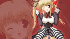 Blondes anime girls striped legwear